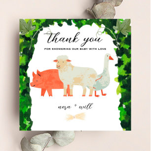 Barnyard Animals - Baby Shower Thank You Card
