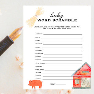 Barnyard Animals - Baby Word Scramble Game