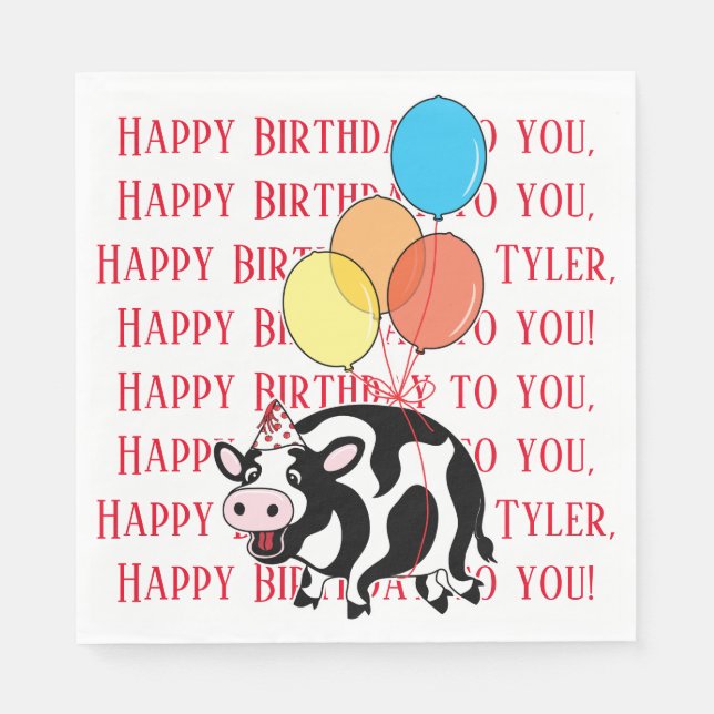 Barnyard Animals Cow Birthday Party Napkin (Front)