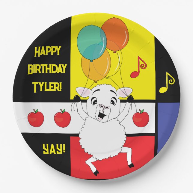 Barnyard Animals Sheep Birthday Party Paper Plates (Front)