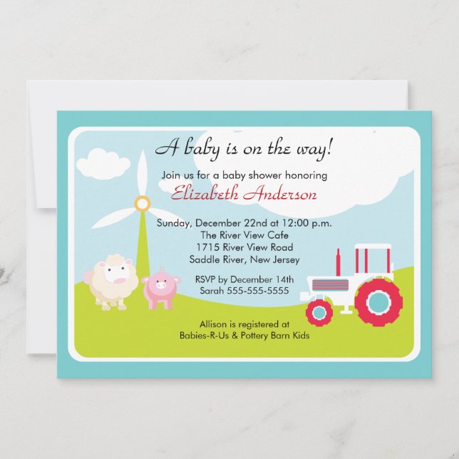 Barnyard Baby Animals Baby Shower Invitation (Front)
