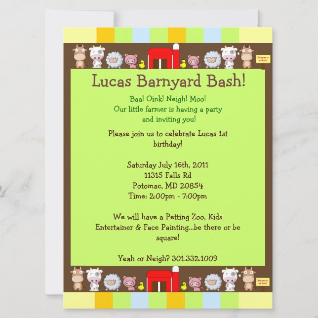 Barnyard Bash Invitation (Front)