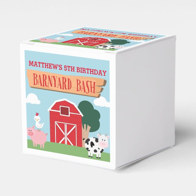 Barnyard Birthday Bash/Party Favour Box (Front Side)