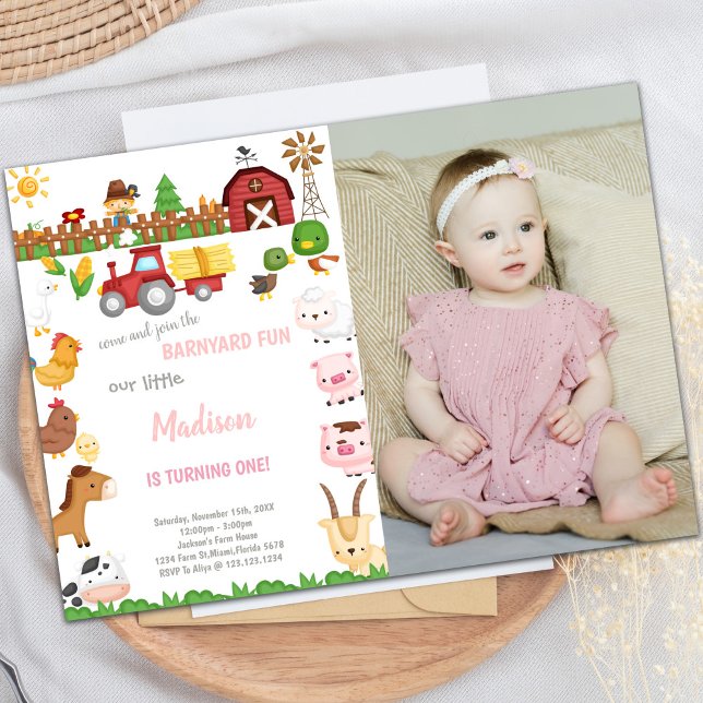 Barnyard birthday invitations with photo (Barnyard birthday invitations with photo)