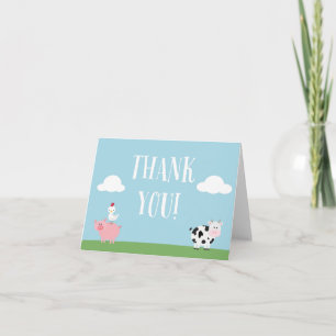 Barnyard Birthday Party/Bash Thank You Card