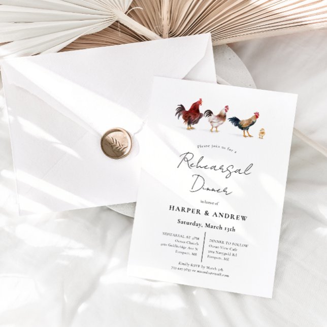 Barnyard Chicken Wedding Rehearsal Dinner Invitation (Creator Uploaded)