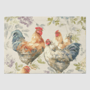 Barnyard Chickens and Botanical Pattern Tissue Paper