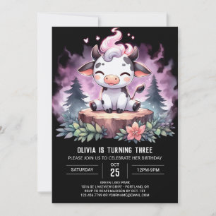 Barnyard Children Cow Birthday Invitation