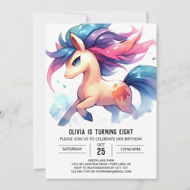  Barnyard Digital Horse Birthday Invitation (Front)