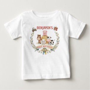 Barnyard Farm 1st Birthday Tshirt Toddler Baby Kid