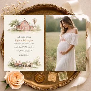Barnyard Farm Animal Photo Baby Shower Invitation