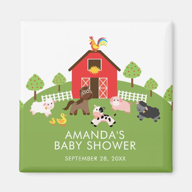 Barnyard Farm Animals Baby Shower Favour  Magnet (Front)