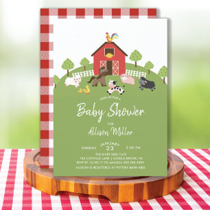 Barnyard Farm Animals Baby Shower Invitation