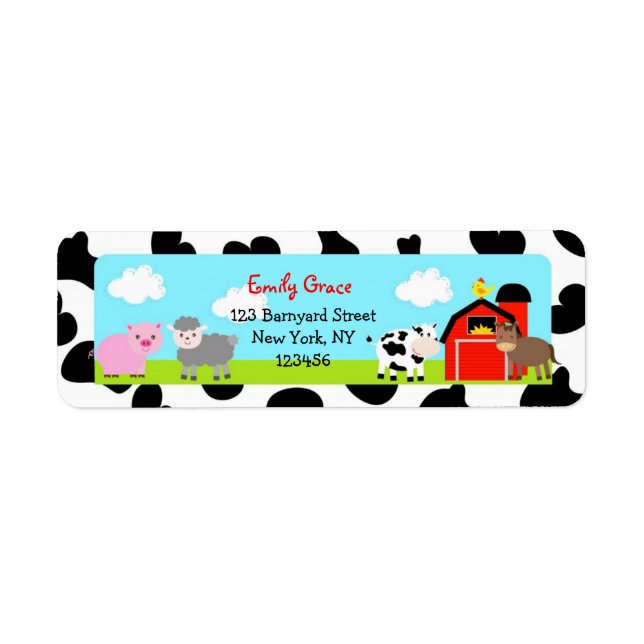 Barnyard Farm Animals Bard Return Address Labels (Front)