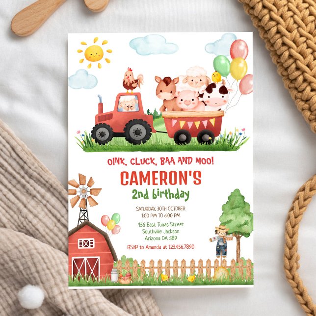 Barnyard Farm Animals Birthday Invitation (Creator Uploaded)