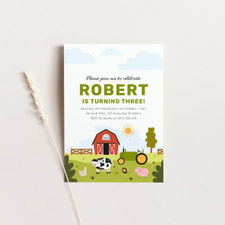 Barnyard Farm Animals Birthday Invitation