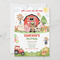 Barnyard Farm Animals Birthday Invitation