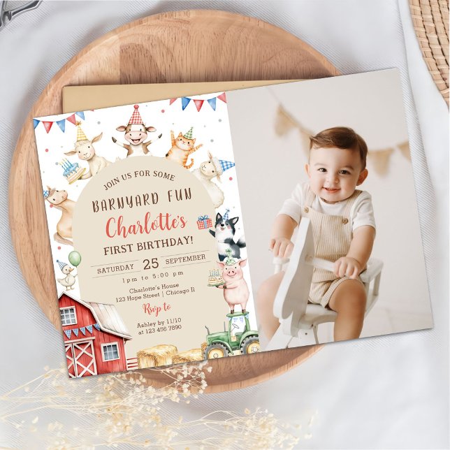 Barnyard Farm Animals Birthday Invitation Photo (Creator Uploaded)
