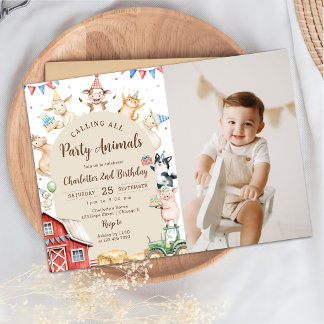 Barnyard Farm Animals Birthday Invitation Photo