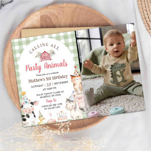 Barnyard Farm Animals Birthday Invitation Photo