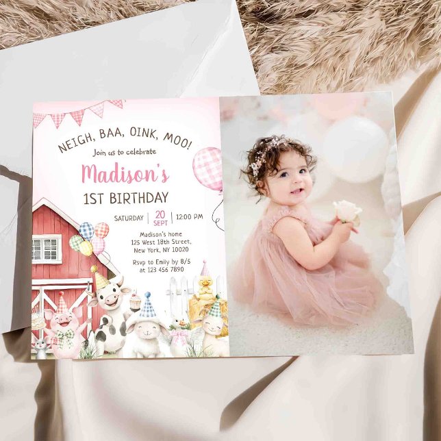 Barnyard Farm Animals Birthday Invitation Photo (Creator Uploaded)