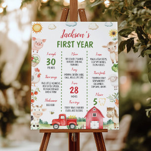 Barnyard Farm Animals Birthday Milestone Sign