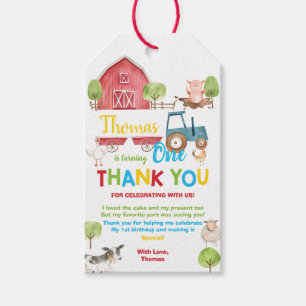 Barnyard Farm Animals Birthday Thank You Favour Gift Tags