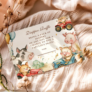 Barnyard Farm Animals Diapper Raffle Enclosure Card
