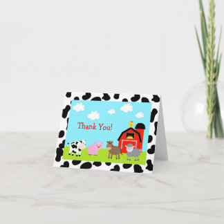 Barnyard Farm Animals Folded Thank You Note Cards