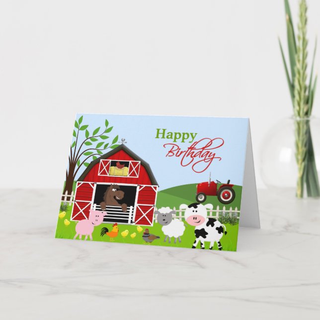 Barnyard Farm Animals Greeting Card (Front)