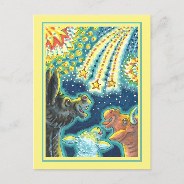 BARNYARD FARM ANIMALS ON FOURTH OF JULY Funny Cute Holiday Postcard (Front)