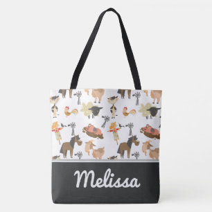 Barnyard Farm Animals Personalised Tote Bag