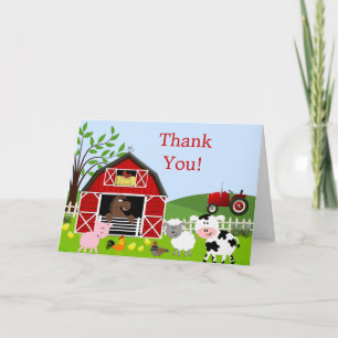 Barnyard Farm Animals Thank You Card