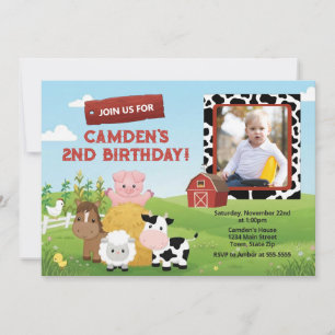 Barnyard Farm Birthday Invitation 5x7 Photo Card