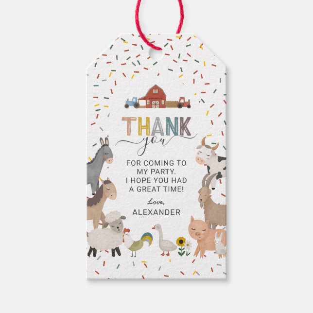 Barnyard Farm Birthday Party Gift Tags (Front)