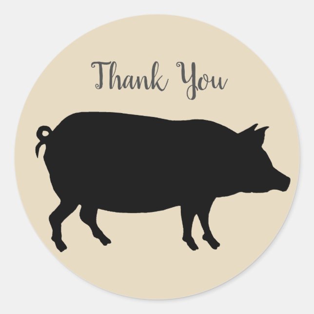 Barnyard Farm Party Pig Thank You Stickers (Front)