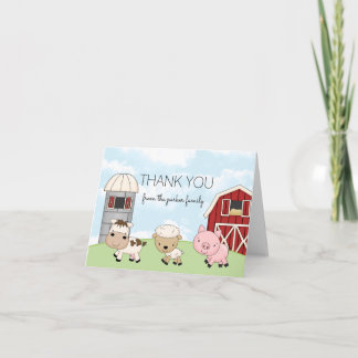 Barnyard Farm Thank You Note Card │ Folded