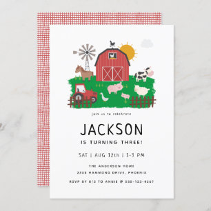 Barnyard Farm Theme Birthday Invitation