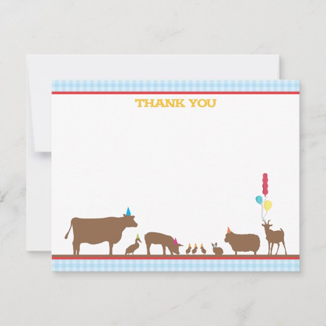 Barnyard Flat Thank You Note Card (Front)