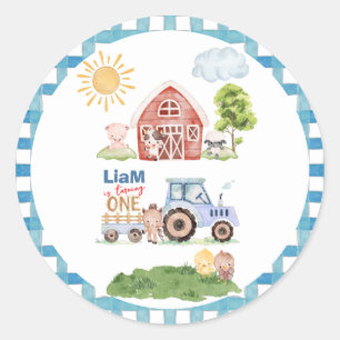 Barnyard Fun 1st Birthday Classic Round Sticker