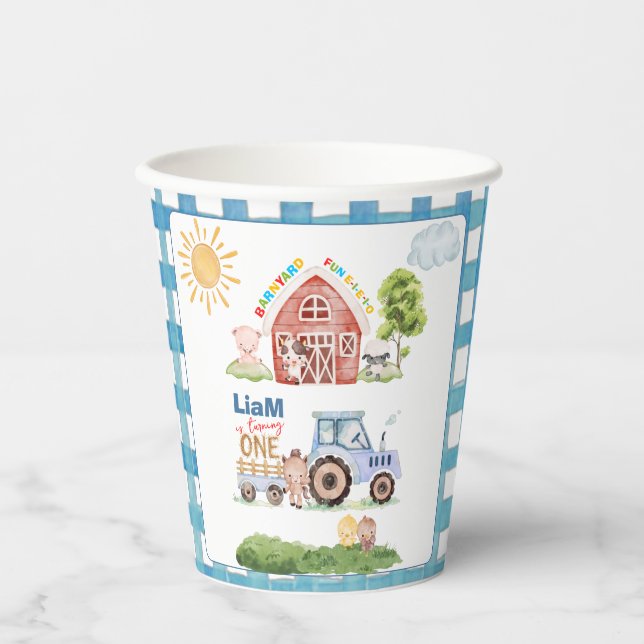 Barnyard Fun 1st Birthday Paper Cups (Front)