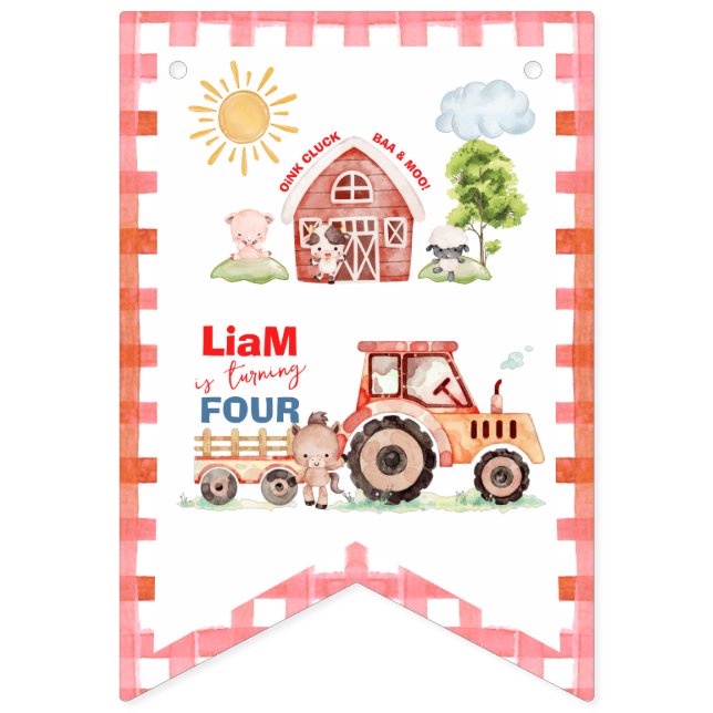 Barnyard Fun Any Age Birthday Bunting (First Flag)