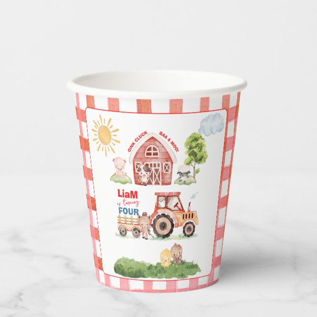 Barnyard Fun Any Age Birthday Paper Cups (Front)