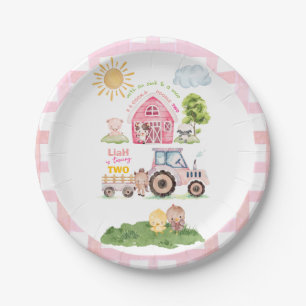 Barnyard Fun Pink 2nd Birthday  Paper Plate