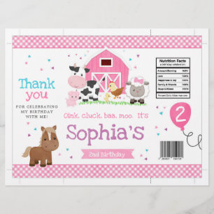 Barnyard Girl Birthday Party Chip Bag Wrapper