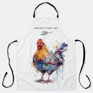 Barnyard Splendour: Watercolor Hen, custom Apron