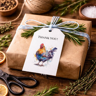 Barnyard Splendour: Watercolor Hen, custom Gift Tags