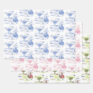 Barnyard Toile Wrapping Paper Sheet