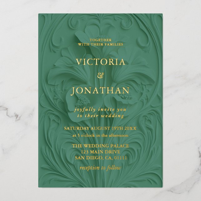 Barocco Floral Wedding Green  (Front)