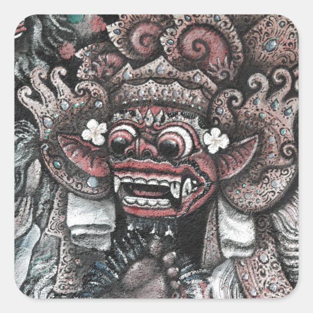 Barong and Rangda Bali Square Sticker (Front)